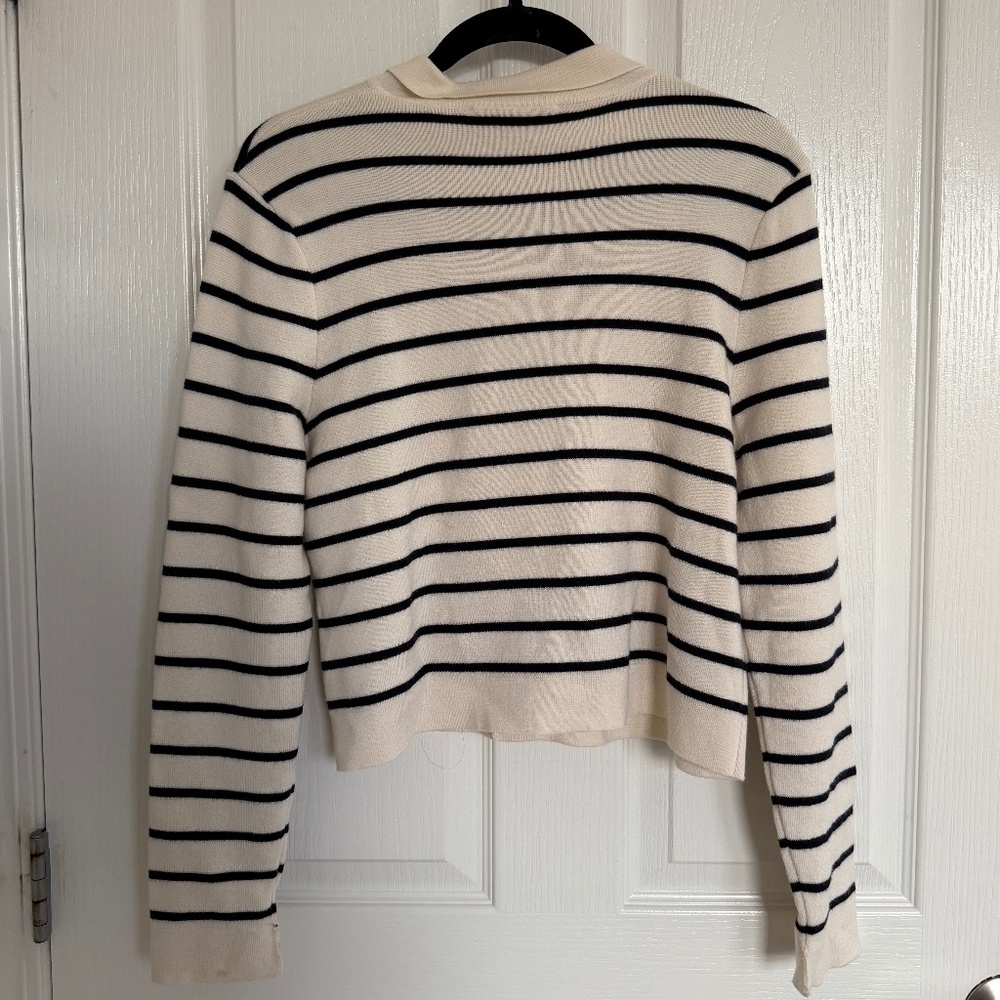 Sezane Betty Cardigan Ecru / Marine. - Size S - Picture 4 of 5